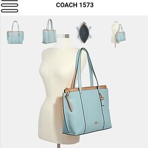 Coach May 1573 Pebble Leather Seafoam Color Shoulder/Tote Bag XL